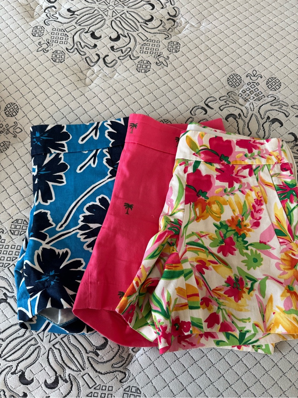 J. Crew Blue Floral, Hot Pink Palm & Multicolor Tropical Shorts Trio